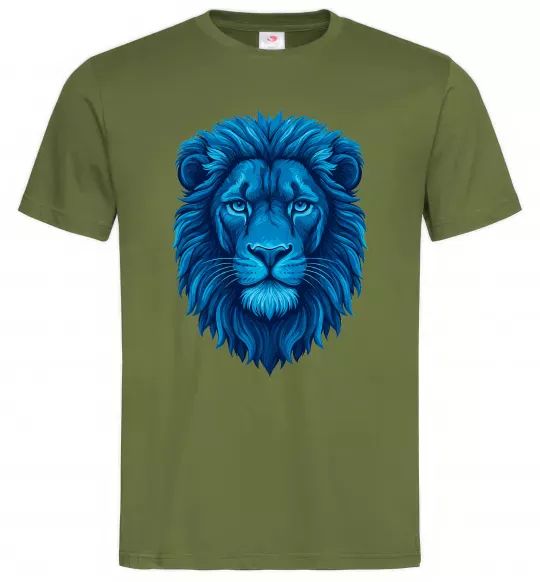 Мужская футболка Синій лев Оливковый фото
