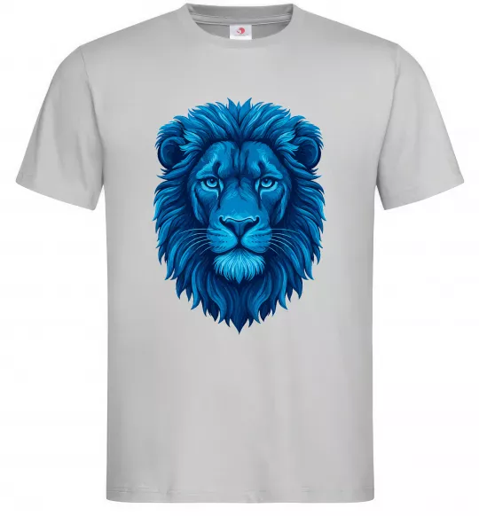 Мужская футболка Синій лев Серый фото