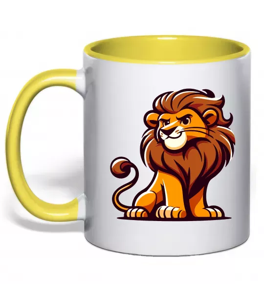 Чашка с цветной ручкой Левеня Солнечно желтый фото