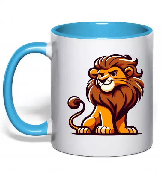 Чашка с цветной ручкой Левеня Голубой фото