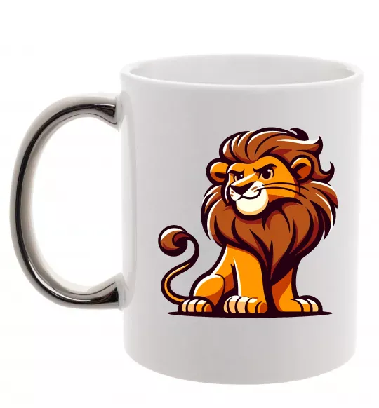 Чашка с цветной ручкой Левеня Серебро фото