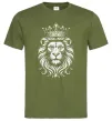 Мужская футболка Лев з короною Оливковый фото