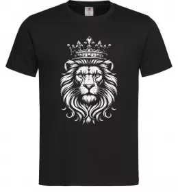 Чоловіча футболка Лев з короною Чорний фото