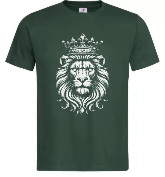 Мужская футболка Лев з короною Темно-зеленый фото