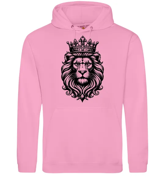Мужская толстовка (худи) Лев з короною Розовый фото