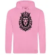 Мужская толстовка (худи) Лев з короною Розовый фото