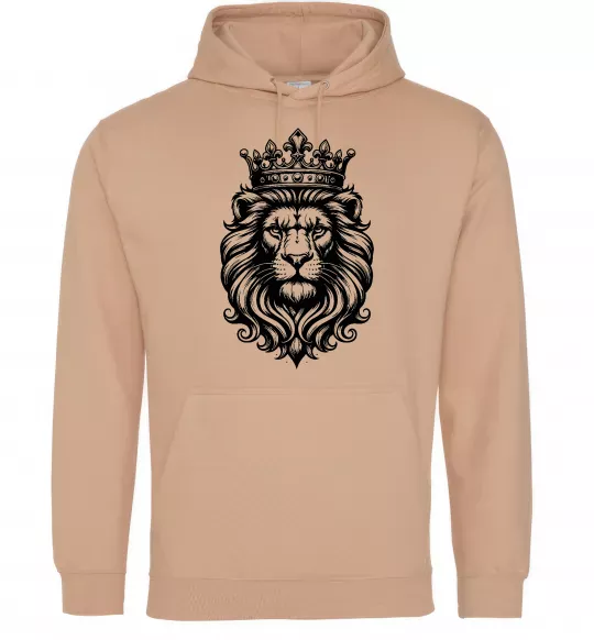 Чоловіча толстовка (худі) Лев з короною Пісочний фото