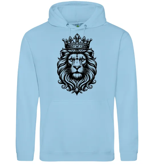 Мужская толстовка (худи) Лев з короною Голубой фото