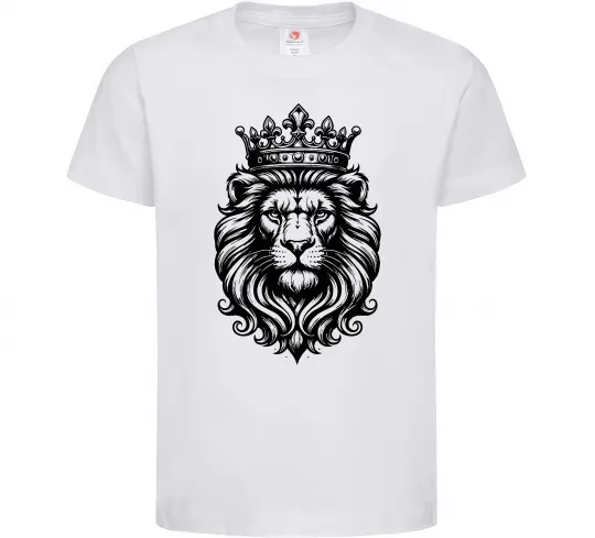 Дитяча футболка Лев з короною Білий фото
