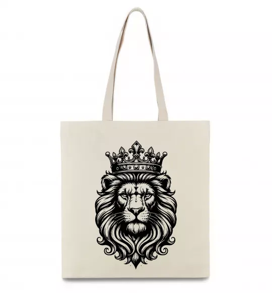 Эко-сумка Лев з короною Бежевый фото