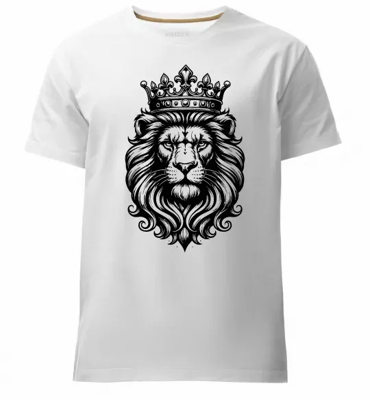 Мужская премиум футболка Лев з короною Белый фото
