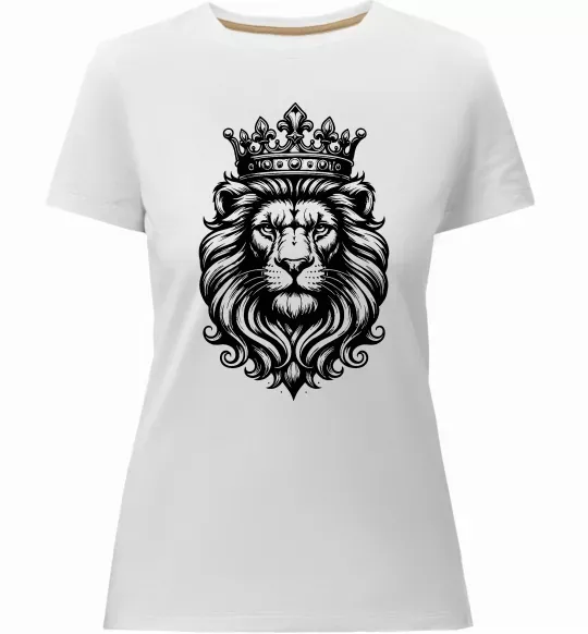 Женская премиум футболка Лев з короною Белый фото