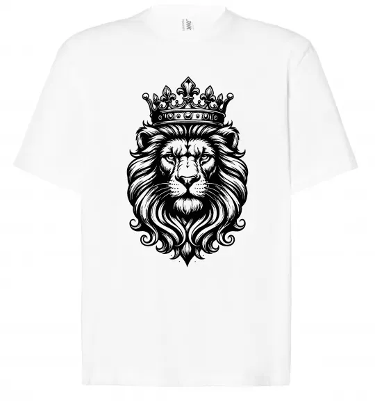 Футболка Оверсайз Лев з короною Белый фото