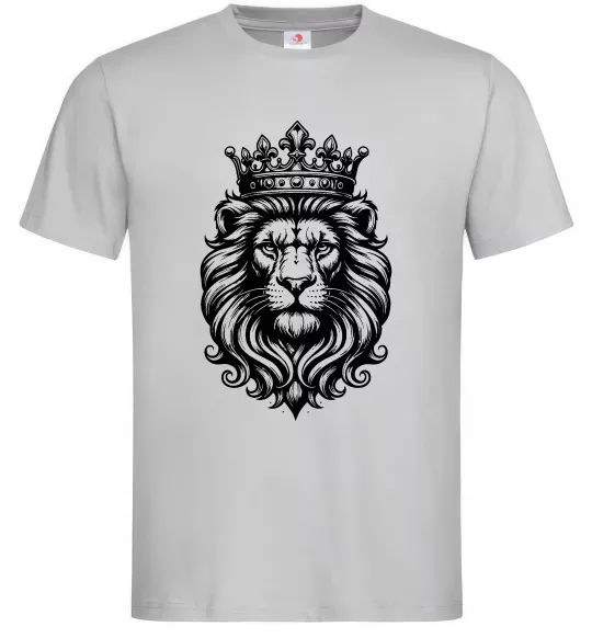 Мужская футболка Лев з короною Серый фото