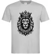 Мужская футболка Лев з короною Серый фото
