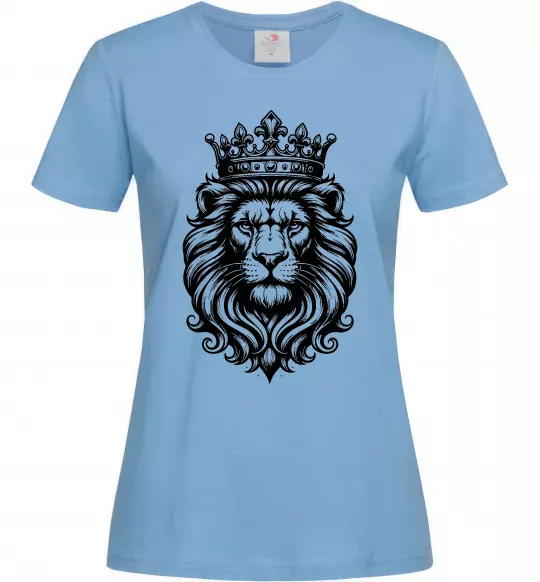Жіноча футболка Лев з короною Блакитний фото