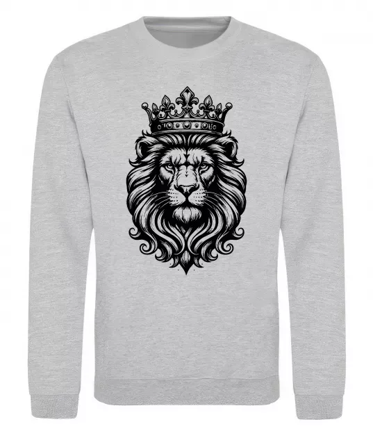 Свитшот Лев з короною Серый меланж фото