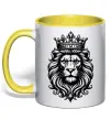 Чашка с цветной ручкой Лев з короною Солнечно желтый фото
