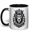 Чашка с цветной ручкой Лев з короною Черный фото