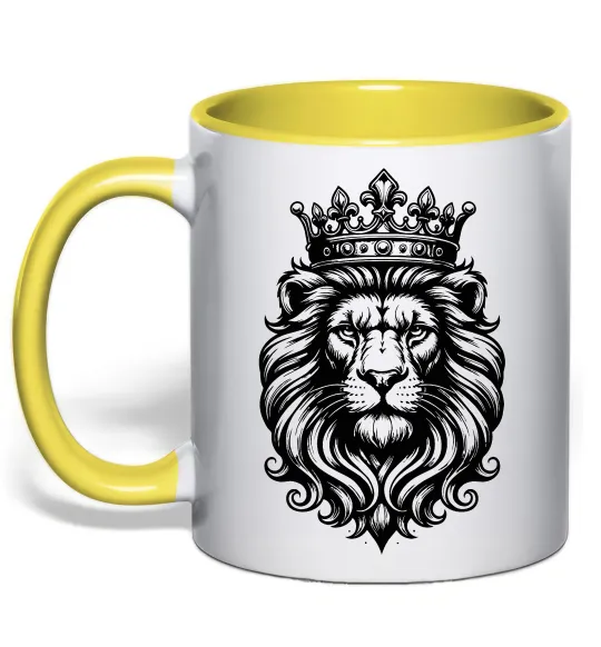 Чашка с цветной ручкой Лев з короною Лимонный фото
