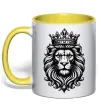 Чашка с цветной ручкой Лев з короною Лимонный фото