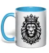 Чашка с цветной ручкой Лев з короною Голубой фото
