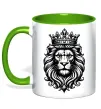 Чашка с цветной ручкой Лев з короною Зеленый фото