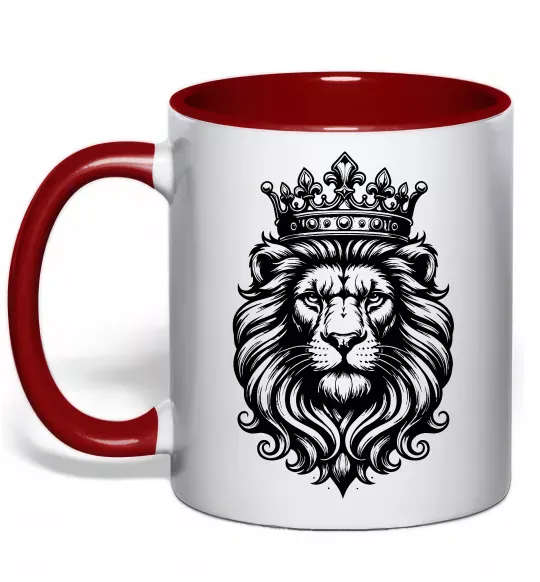 Чашка с цветной ручкой Лев з короною Красный фото