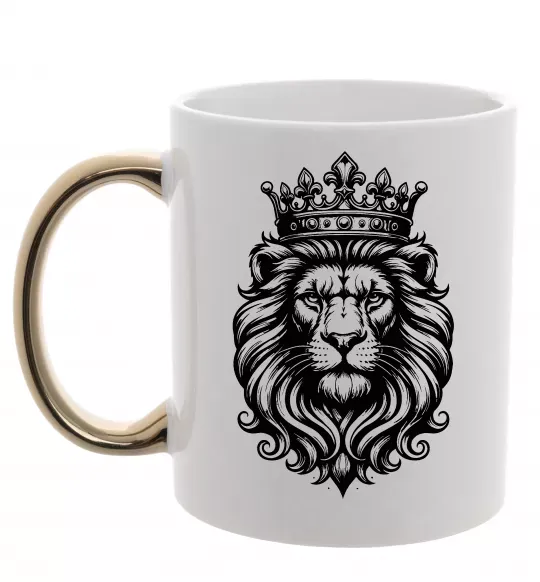 Чашка с цветной ручкой Лев з короною Золото фото