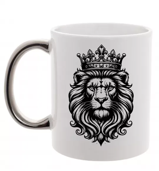 Чашка с цветной ручкой Лев з короною Серебро фото