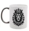 Чашка с цветной ручкой Лев з короною Серебро фото