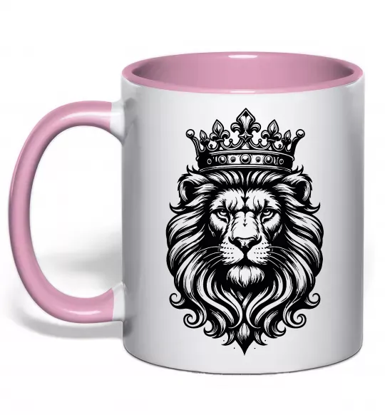 Чашка с цветной ручкой Лев з короною Нежно розовый фото