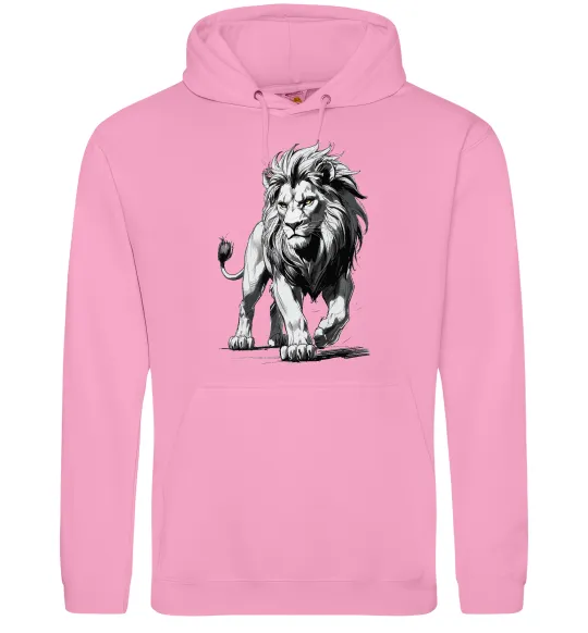 Мужская толстовка (худи) Лев ескіз Розовый фото