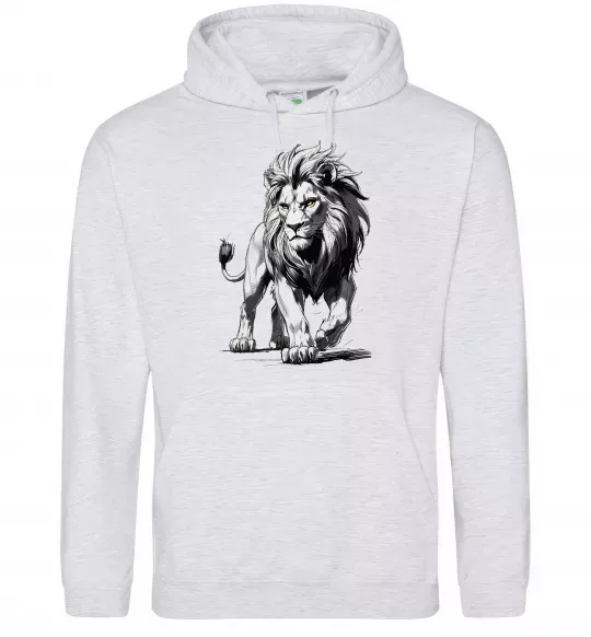 Чоловіча толстовка (худі) Лев ескіз Сірий меланж фото