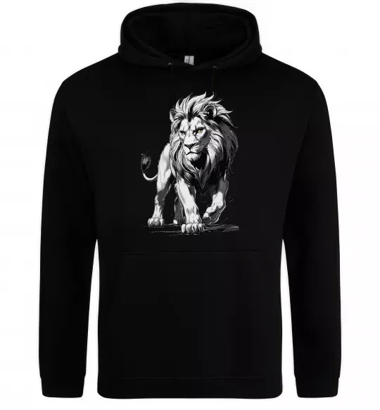 Женская толстовка (худи) Лев ескіз Черный фото