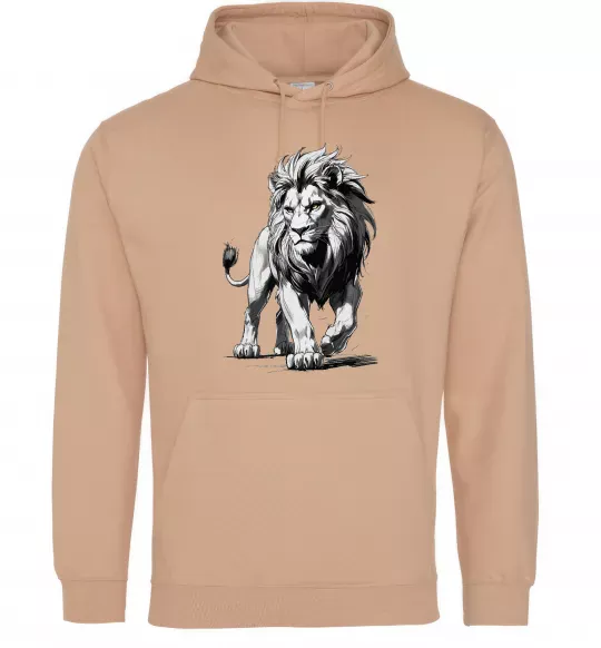 Женская толстовка (худи) Лев ескіз Песочный фото