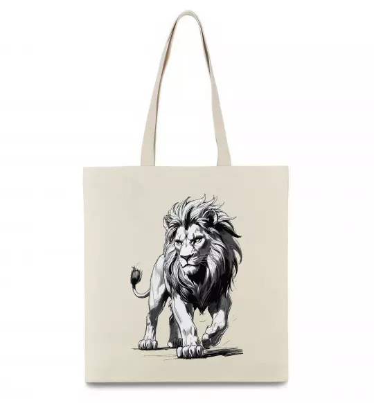 Еко-сумка Лев ескіз Бежевий фото