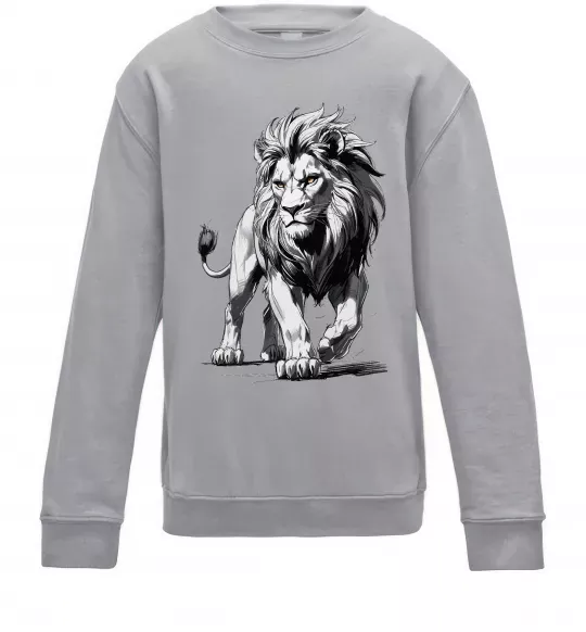 Детский Свитшот Лев ескіз Серый меланж фото