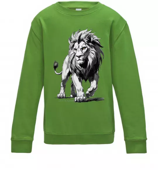 Детский Свитшот Лев ескіз Лаймовый фото