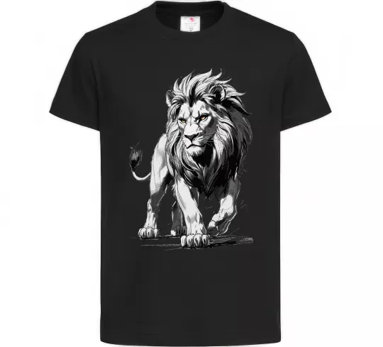 Детская футболка Лев ескіз Черный фото