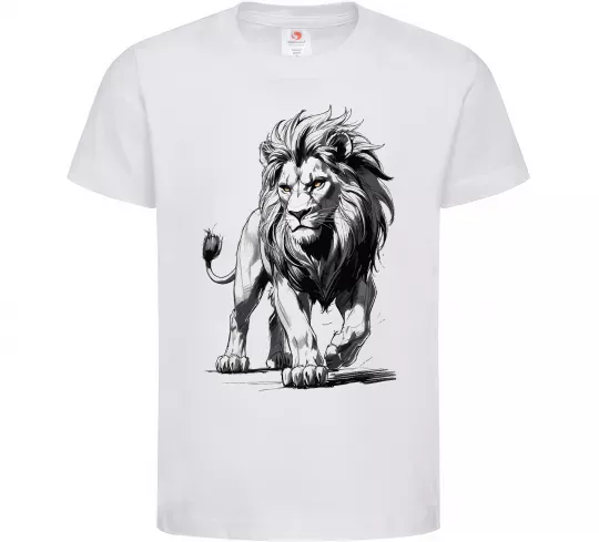 Детская футболка Лев ескіз Белый фото