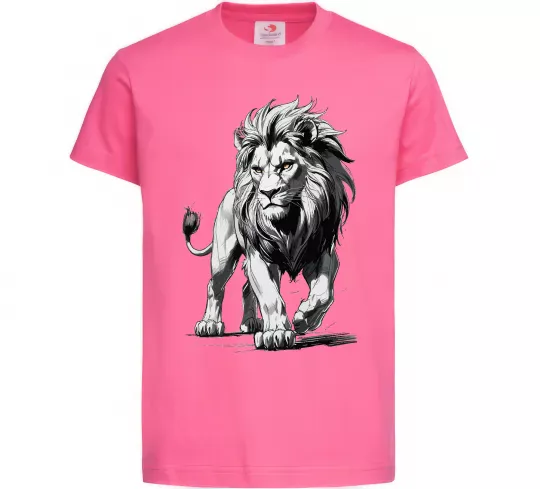 Детская футболка Лев ескіз Ярко-розовый фото