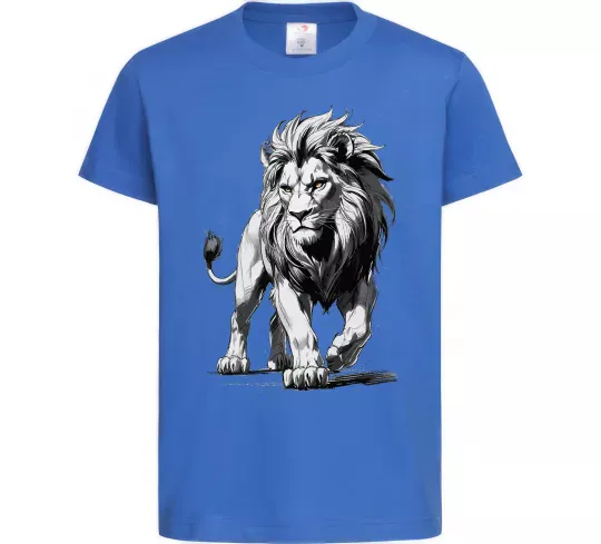 Детская футболка Лев ескіз Ярко-синий фото