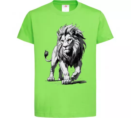 Детская футболка Лев ескіз Лаймовый фото