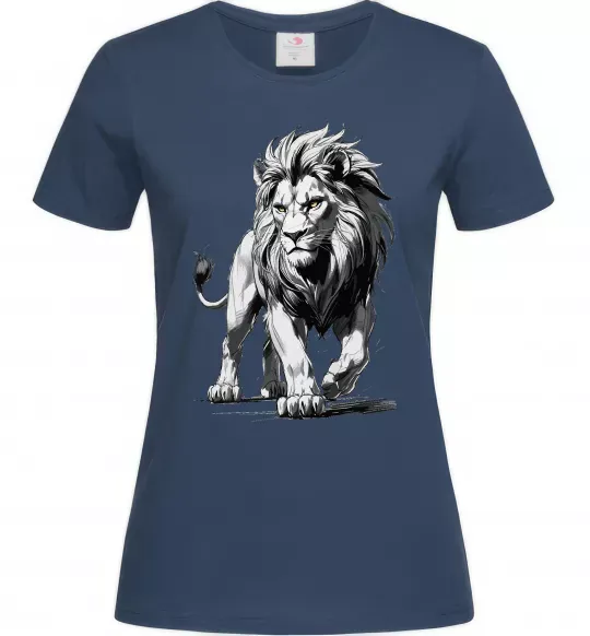 Жіноча футболка Лев ескіз Темно-синій фото