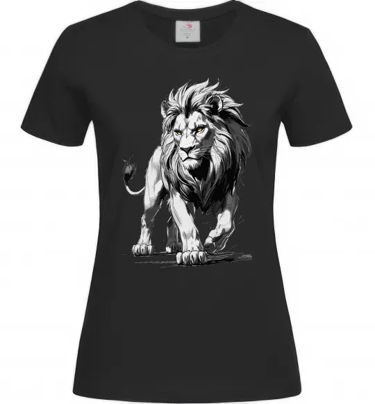 Жіноча футболка Лев ескіз Чорний фото