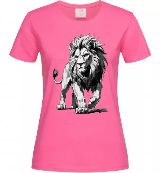 Жіноча футболка Лев ескіз Яскраво-рожевий фото