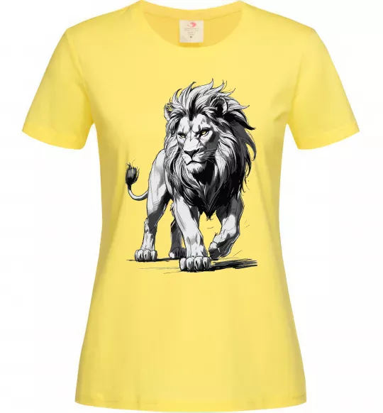 Жіноча футболка Лев ескіз Лимонний фото