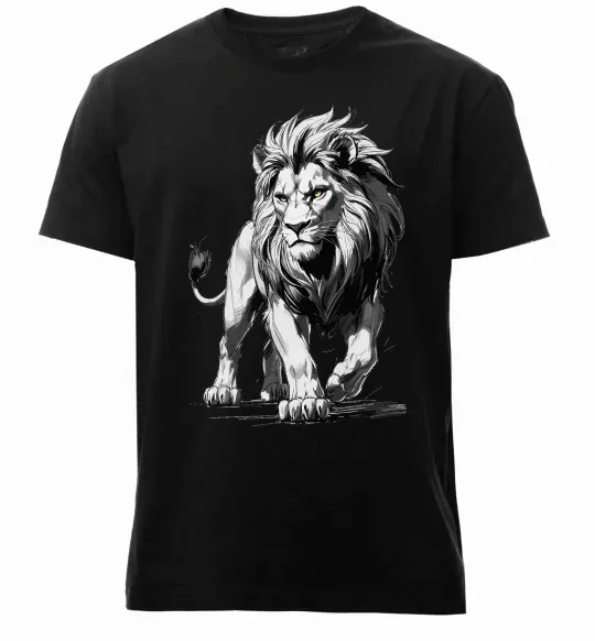Чоловіча преміум футболка Лев ескіз Чорний фото