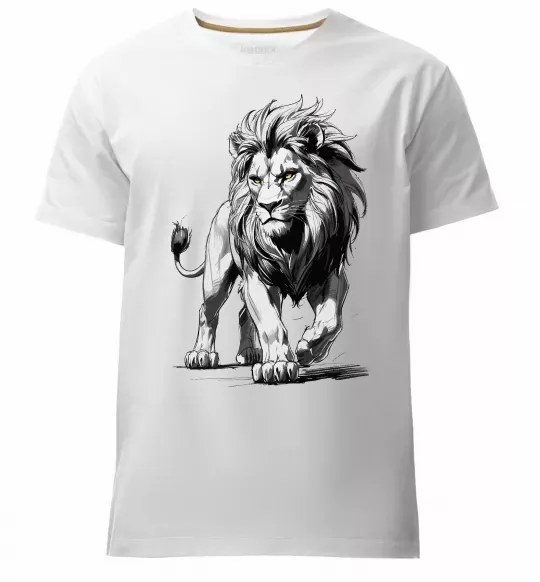 Чоловіча преміум футболка Лев ескіз Білий фото